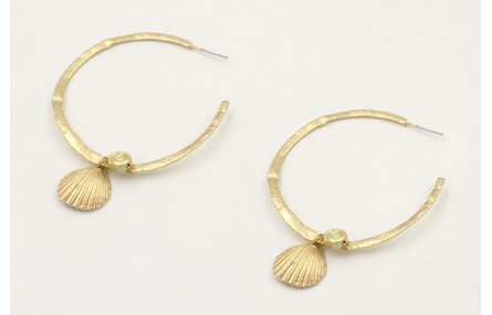 Pendientes aro aplastado con caracolillo y colgant