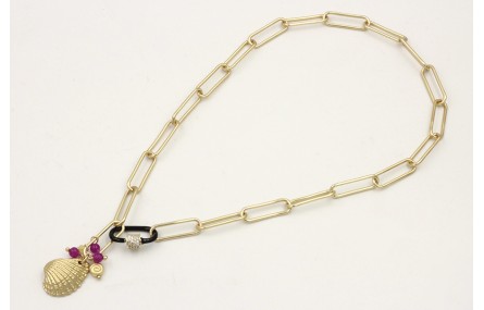 Collar cadena eslabón rectangular grande, cierre e