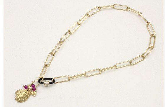 Collar cadena eslabón rectangular grande, cierre e