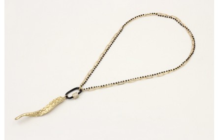 Collar doble cadena una eslabón ovalos dorada mate