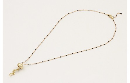 Solitario cadena micro esmalte negro colgante medu