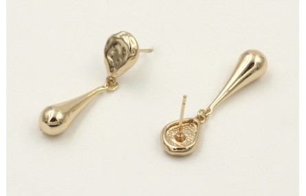 Pendientes perno gota martilleada con colgante de 