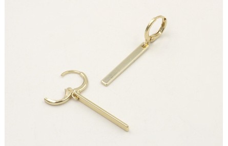 Pendientes cierre aro dorado con colgante listón d