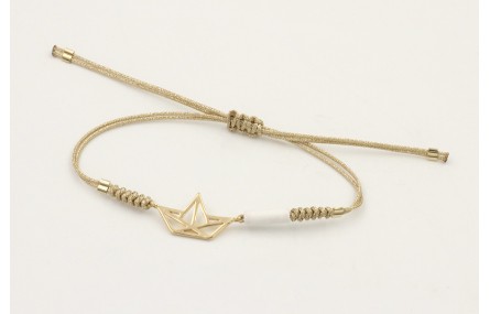 Pulsera hilo dorado palido con nudo serpiente y ba