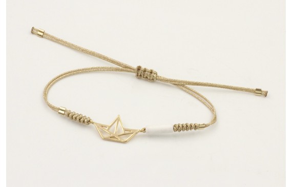 Pulsera hilo dorado palido con nudo serpiente y ba