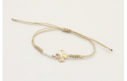 Pulsera hilo dorado palido con nudo serpiente y tr