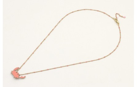 Solitario cadena micro esmalte rosa con colgante c