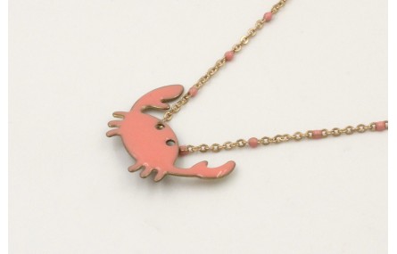 Solitario cadena micro esmalte rosa con colgante c