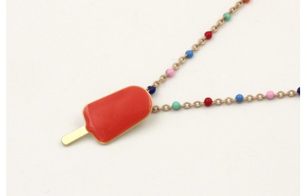 Solitario cadena micro esmalte colorines con colga