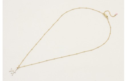 Solitario cadena micro bola dorado mate con colgan