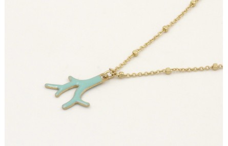 Solitario cadena micro bola dorado mate con colgan