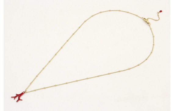 Solitario cadena micro bola dorado mate con colgan