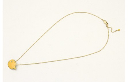 Solitario cadena bolas dorado mate con colgante pe