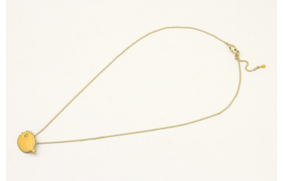 Solitario cadena bolas dorado mate con colgante pe