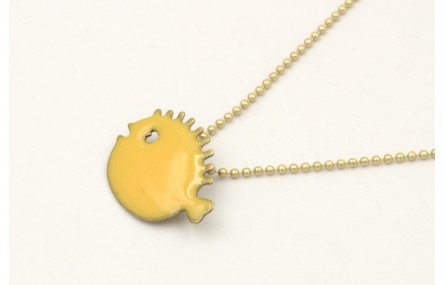 Solitario cadena bolas dorado mate con colgante pe