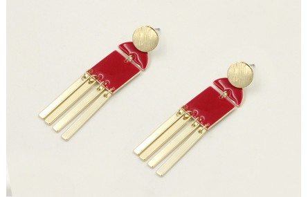 Pendientes perno disco dorado con semicirculo y cu