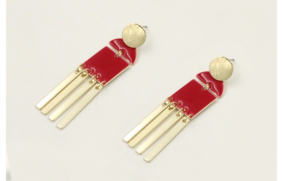 Pendientes perno disco dorado con semicirculo y cu