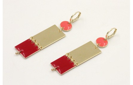 Pendientes cierre aro dorado con disco 2 agujeros 