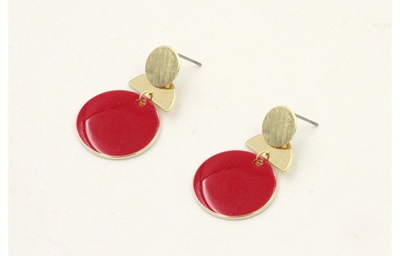 Pendientes perno disco dorado con disco esmaltado 