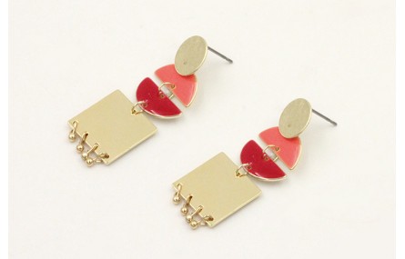 Pendientes perno disco dorado con semocirculos esm