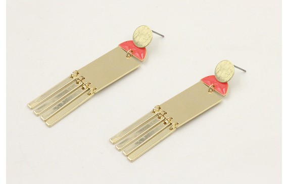 Pendientes disco dorado con semicirculo esmaltado 