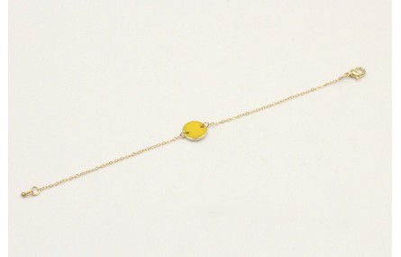 Pulsera cadena eslabón pequeño dorado con circulo 