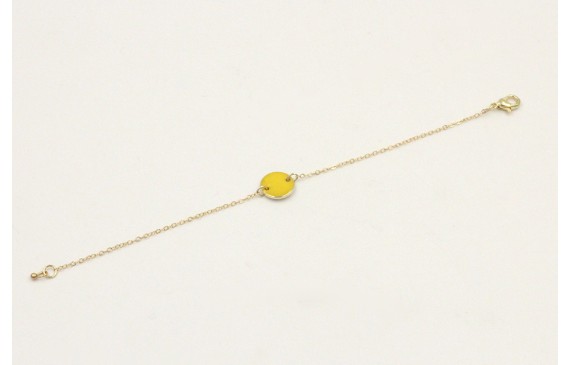 Pulsera cadena eslabón pequeño dorado con circulo 