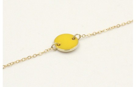 Pulsera cadena eslabón pequeño dorado con circulo 