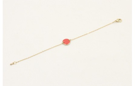 Pulsera cadena eslabón pequeño dorado con circulo 