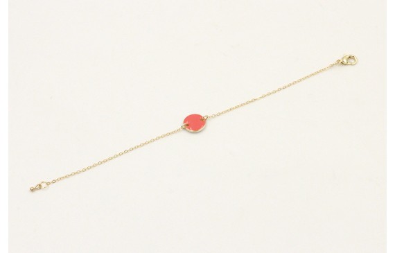 Pulsera cadena eslabón pequeño dorado con circulo 