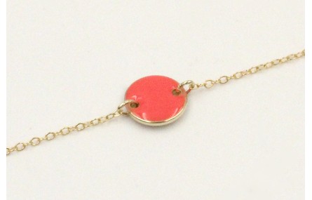 Pulsera cadena eslabón pequeño dorado con circulo 