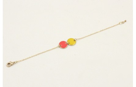 Pulsera cadena eslabón pequeño dorado con circulos