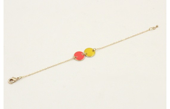 Pulsera cadena eslabón pequeño dorado con circulos