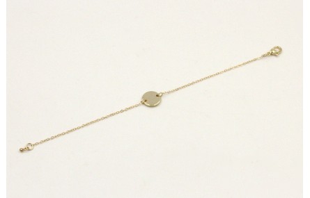 Pulsera cadena eslabón pequeño dorado con circulo 
