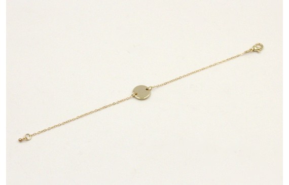 Pulsera cadena eslabón pequeño dorado con circulo 