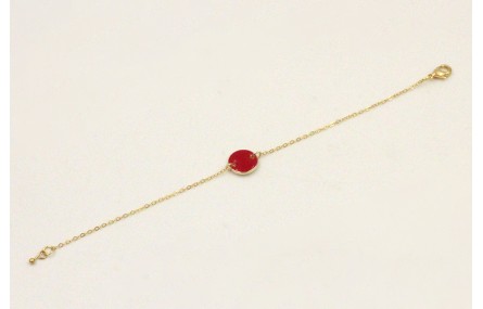 Pulsera cadena eslabón pequeño dorado con circulo 