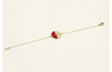 Pulsera cadena eslabón pequeño dorado con 2 semicr