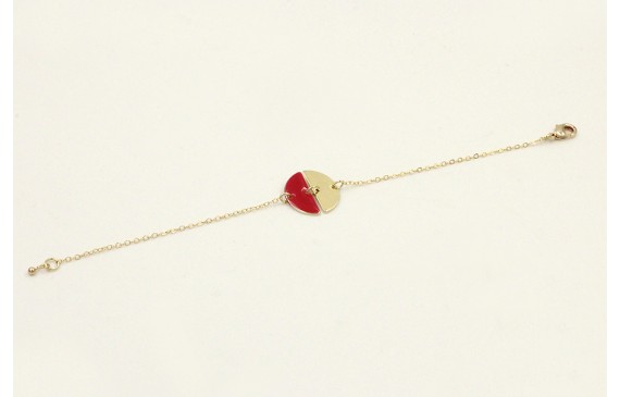 Pulsera cadena eslabón pequeño dorado con 2 semicr