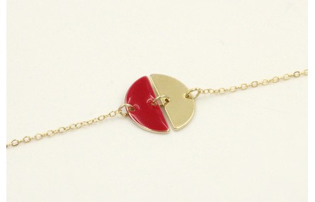 Pulsera cadena eslabón pequeño dorado con 2 semicr