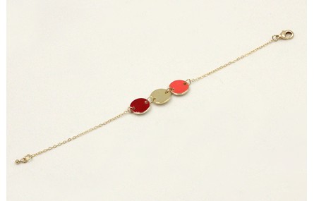 Pulsera cadena eslabón pequeño dorado con circulos