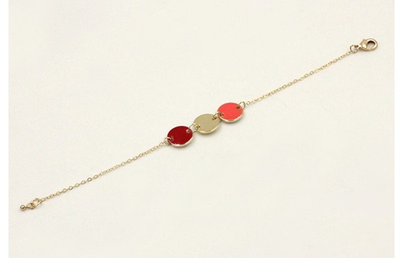 Pulsera cadena eslabón pequeño dorado con circulos