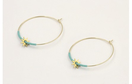 Pendientes de acero inoxidable aro grande estrella