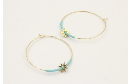 Pendientes de acero inoxidable aro grande estrella