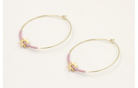 Pendientes de acero inoxidable aro grande estrella