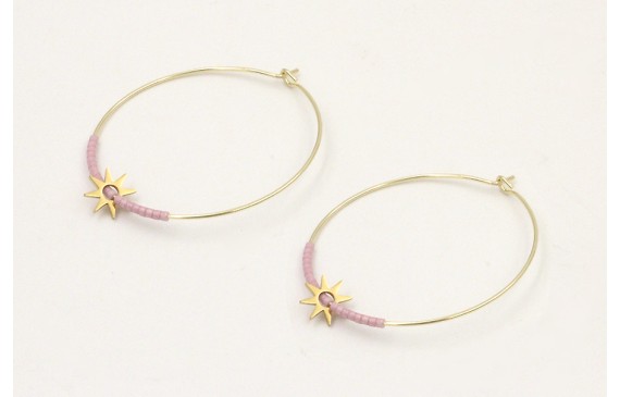 Pendientes de acero inoxidable aro grande estrella