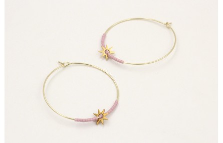 Pendientes de acero inoxidable aro grande estrella