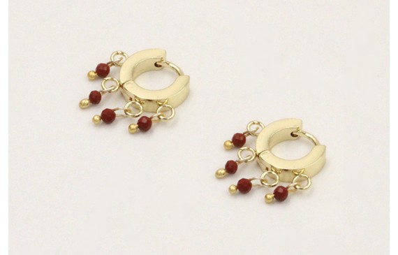 Pendientes acero inoxidable cierre aro con 3 anill