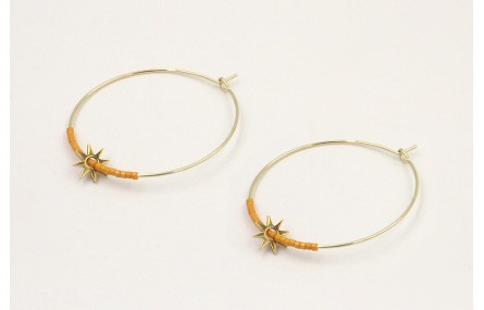 Pendientes de acero inoxidable aro grande estrella