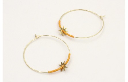 Pendientes de acero inoxidable aro grande estrella