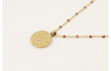 Solitario cadena acero inoxidable micro esmalte ma